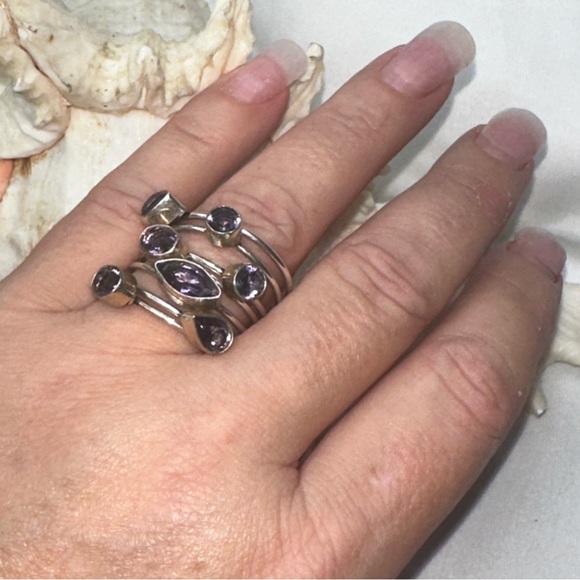 Sparkly Purple Topaz multi-gem handcrafted ring - Picture 7 of 8